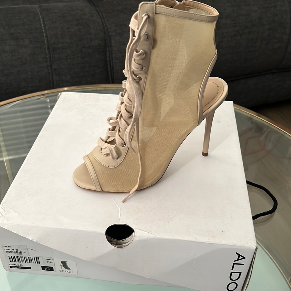 ALDO cream lace up heel